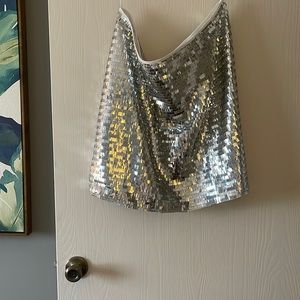 Nasty gal plus size silver sequin skirt size 20 worn once